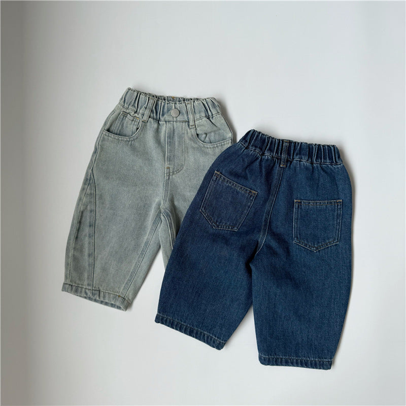 Light Blue Soft Denim Patchwork Pants