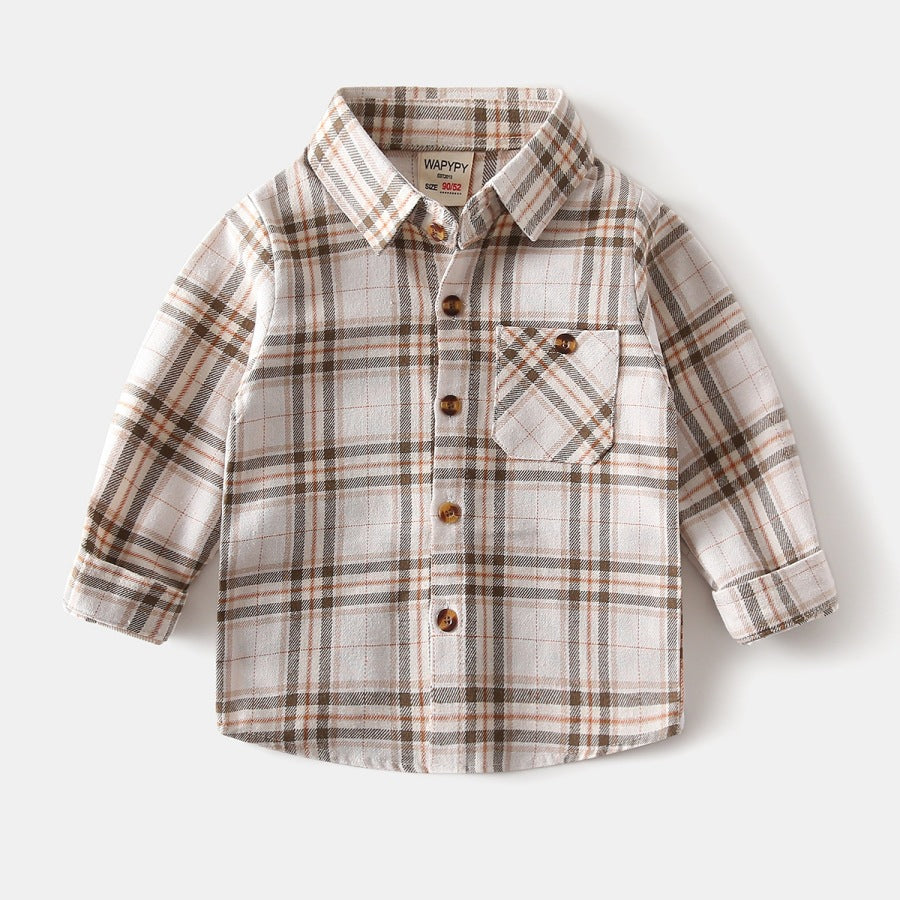 Plaid Button-Front Shirt for Boys