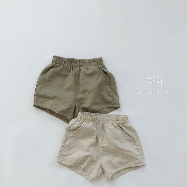 Natural Linen Washed Shorts