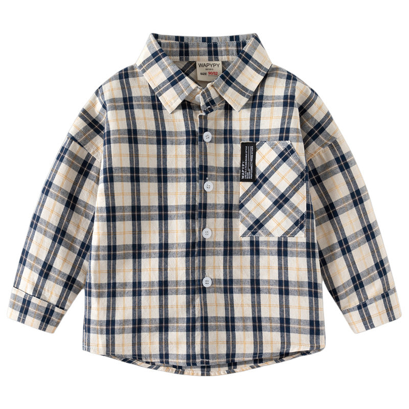 Checkered Wide-Collar Shirt for Kids