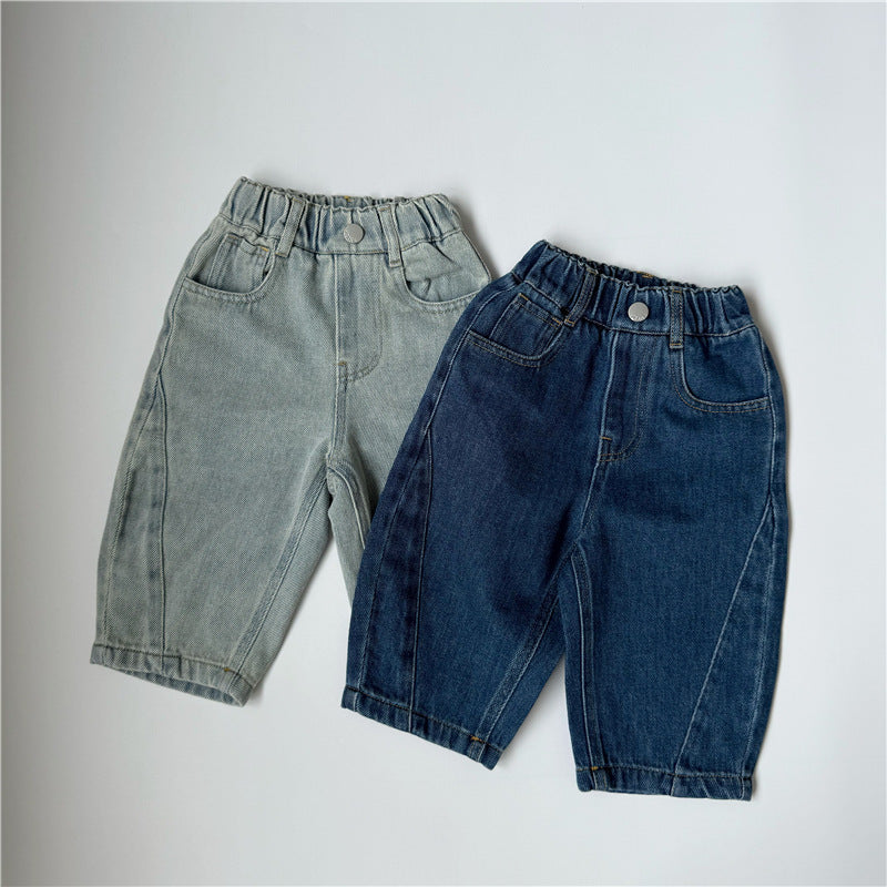 Light Blue Soft Denim Patchwork Pants