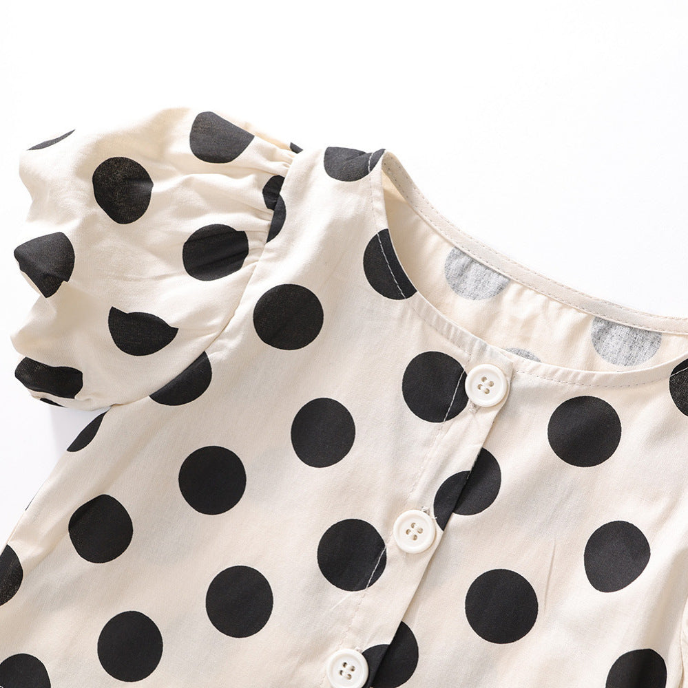 Polka Dot Wide-Leg Two-Piece Set for Girls